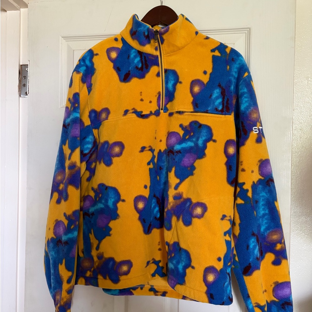 Stussy Yellow and Blue Fleece Jacket
